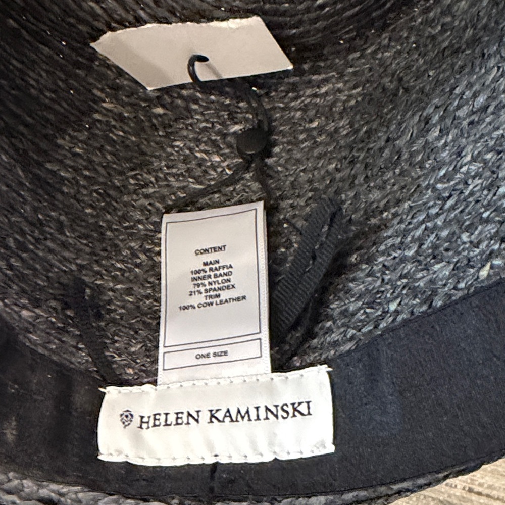 Helen Kaminski Black Straw Hat with Tan Band - Picture 3 of 10